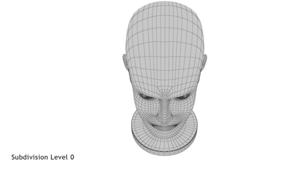 Golden Head Statue_render_wireframe 2.0
