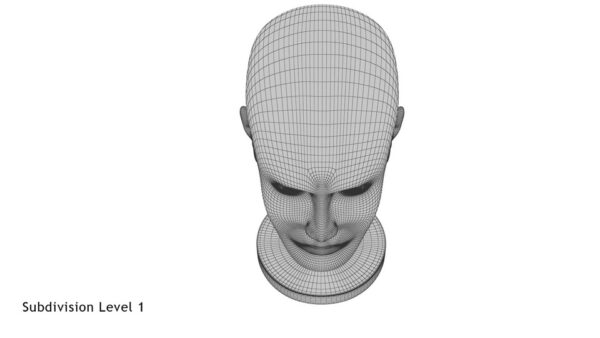 Golden Head Statue_render_wireframe 2.1