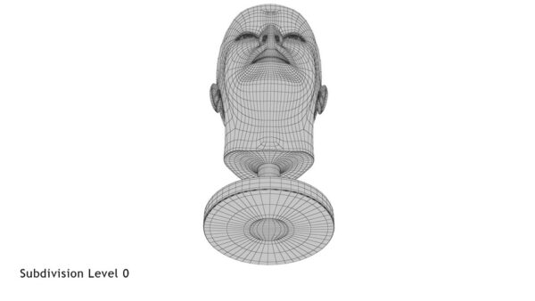 Golden Head Statue_render_wireframe 5.0